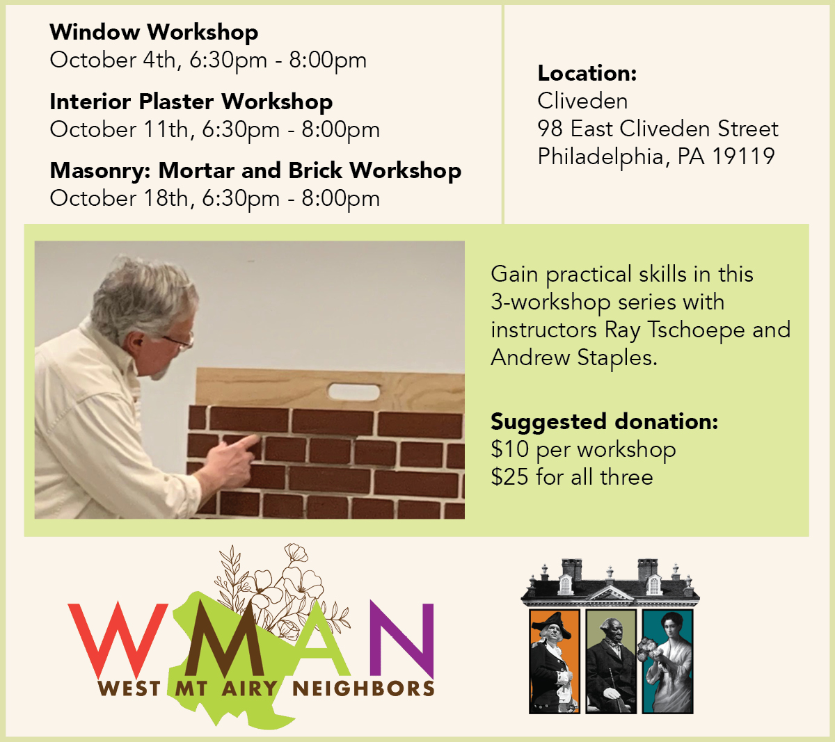 Sign up for three great workshops!